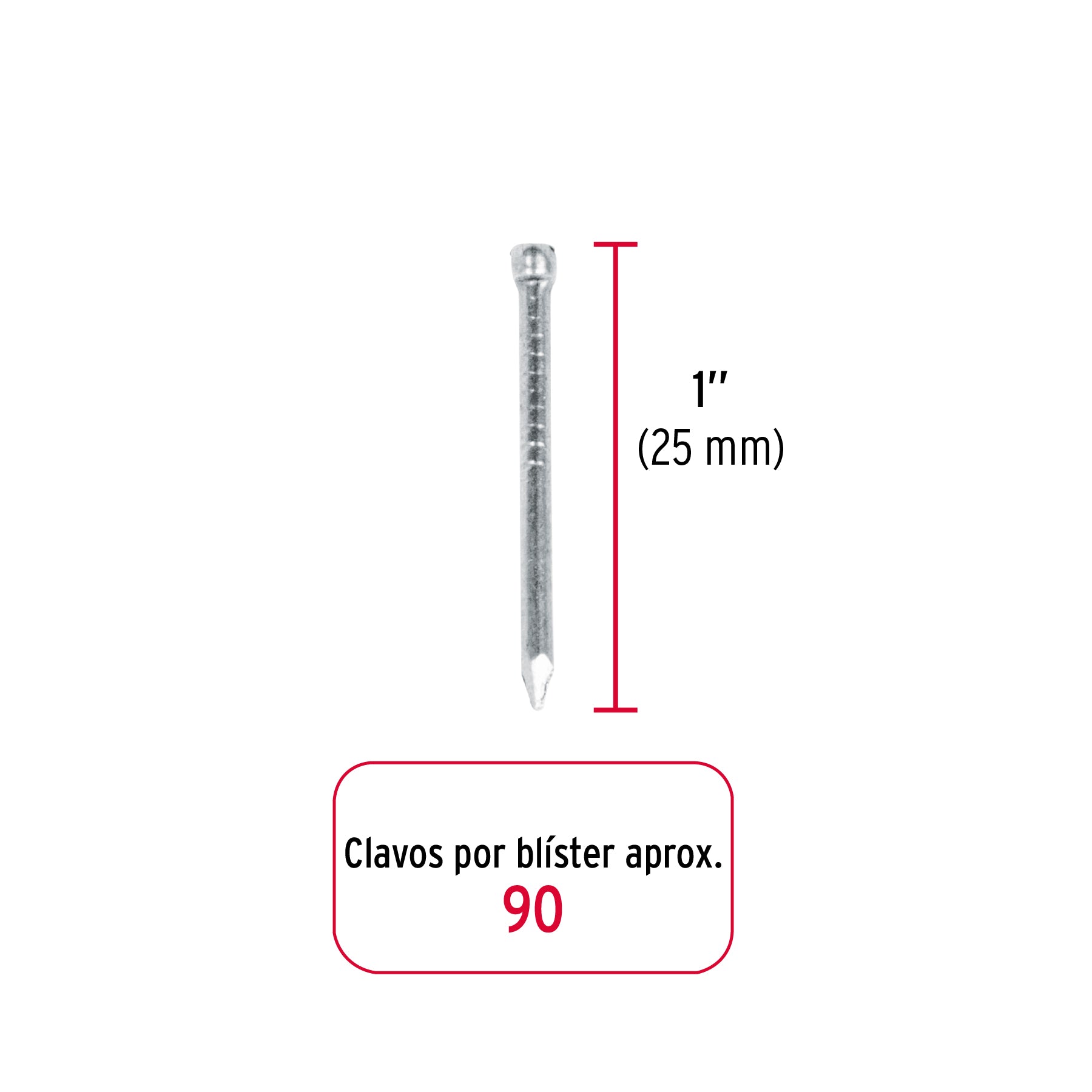 Blíster con 90 clavos estándar 1' sin cabeza, Fiero CLS-1A 40234 MM1