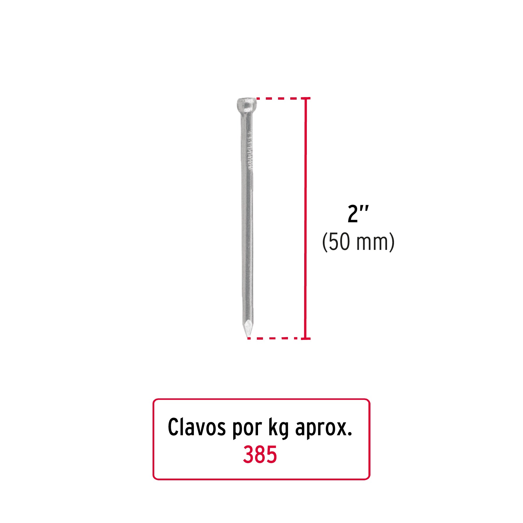 Bolsa con 1 kg de clavo estándar 2' sin cabeza, Fiero CLS-2 44497 MM2