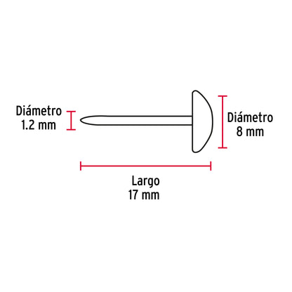 Caja con 500 clavillos dorados de 17 mm, Fiero CLV-17D 44901 MM00