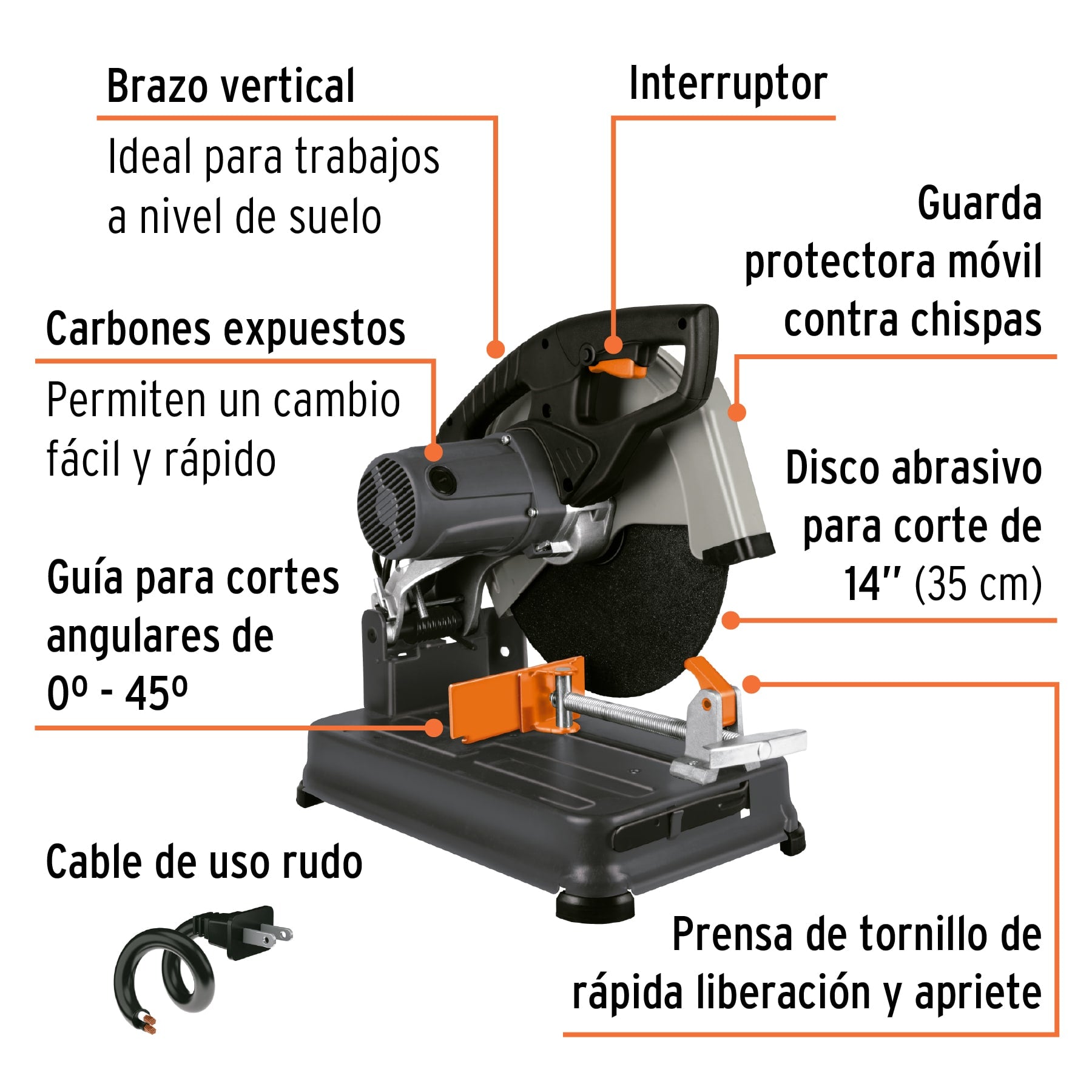 Tronzadora / cortadora de metales 14', mango recto, 2200 W CM-14N2 17733 MM1