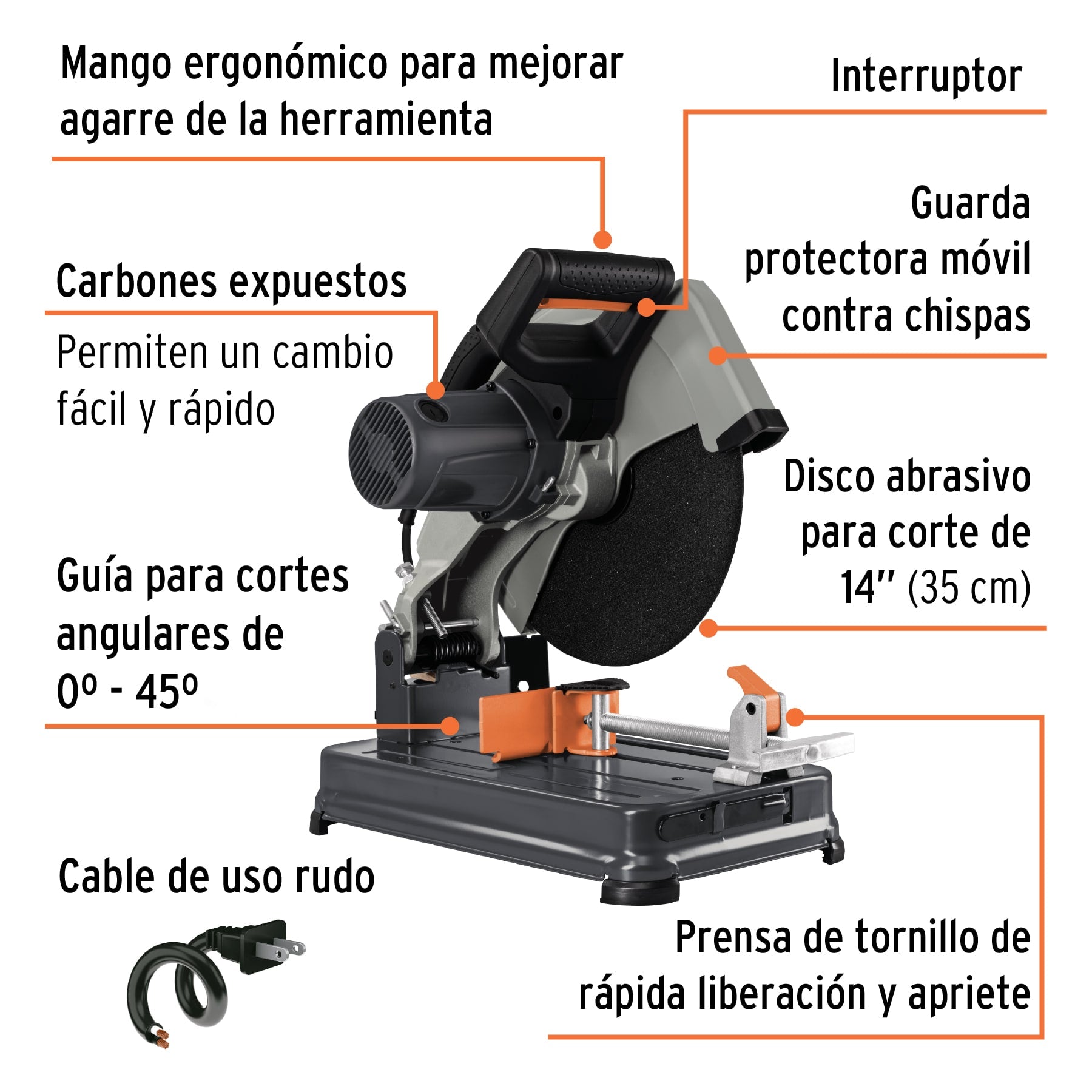 Tronzadora / cortadora de metales 14', mango en 'D', 2200 W CM-14N 11723 MM1