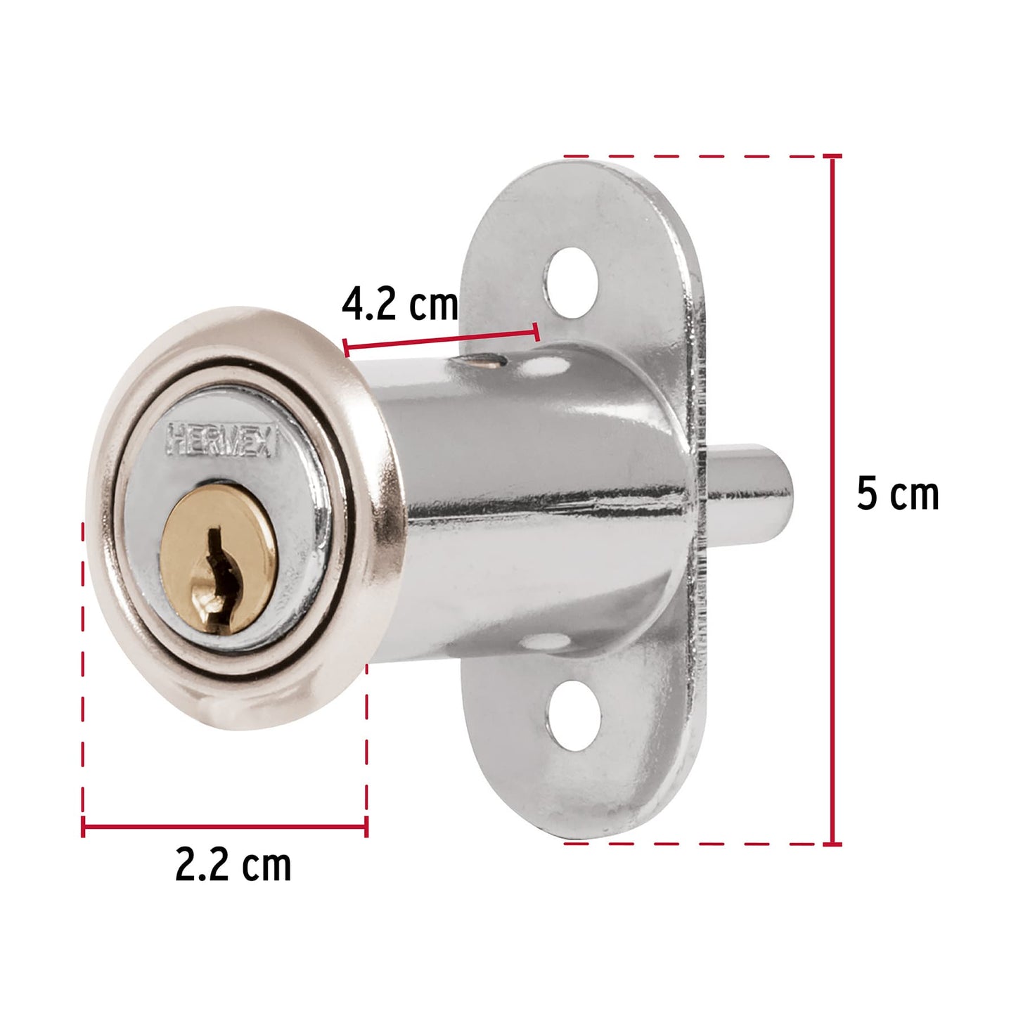 Cerradura para mueble, modelo 20, cromo, Hermex CM-20C 43561 MM0