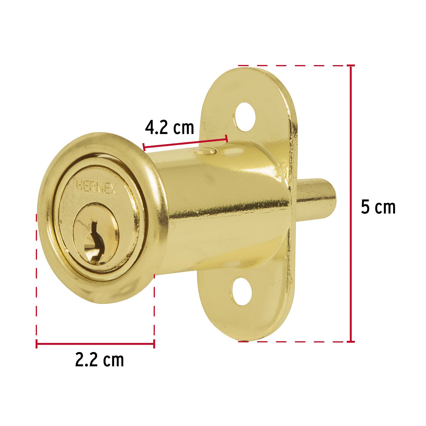 Cerradura para mueble, modelo 20, latón, Hermex CM-20L 43569 MM0