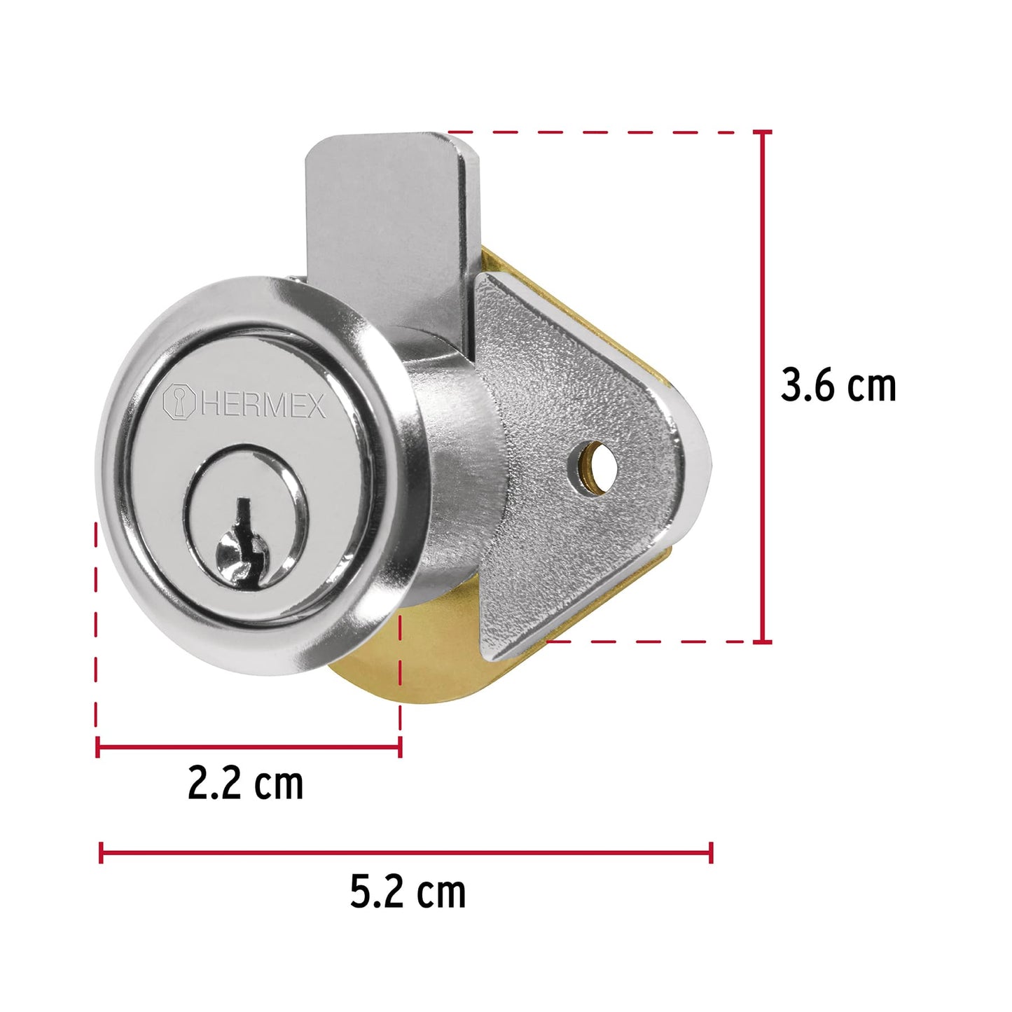 Cerradura para mueble, modelo 21, cromo, Hermex CM-21C 43558 MM0