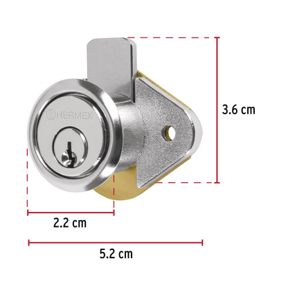 Cerradura para mueble, modelo 21, cromo, Hermex CM-21C 43558 MM0