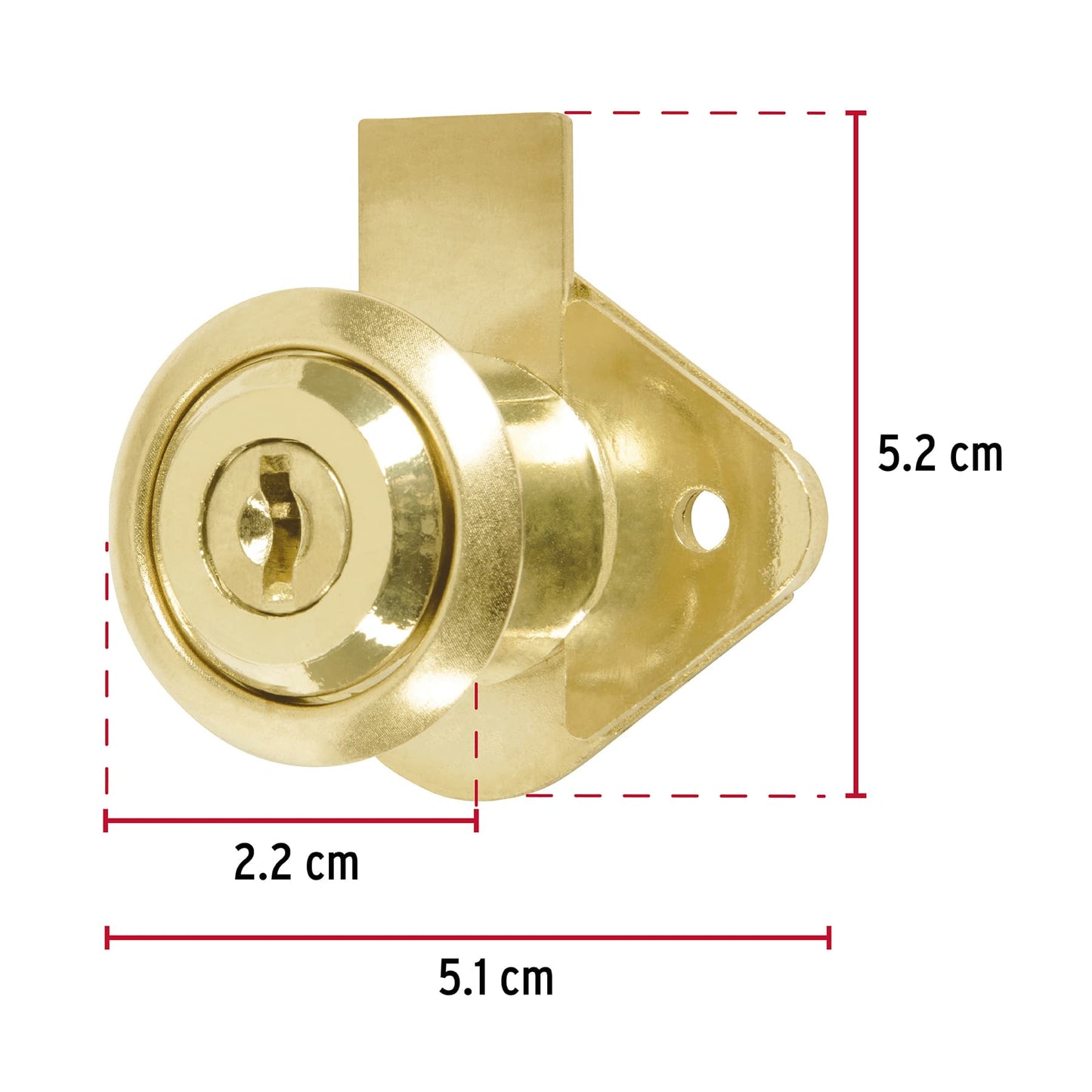 Cerradura para mueble, modelo 21, latón, Hermex Basic CM-21L-P 23505 MM0