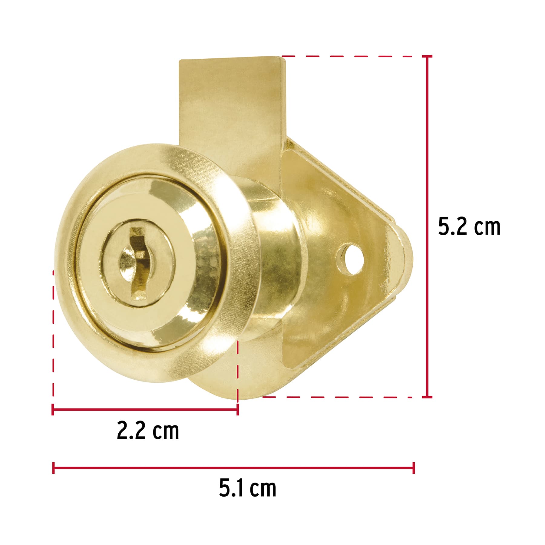 Cerradura para mueble, modelo 21, latón, Hermex Basic CM-21L-P 23505 MM0