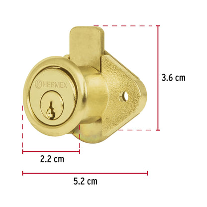 Cerradura para mueble, modelo 21, latón, Hermex CM-21L 43566 MM0