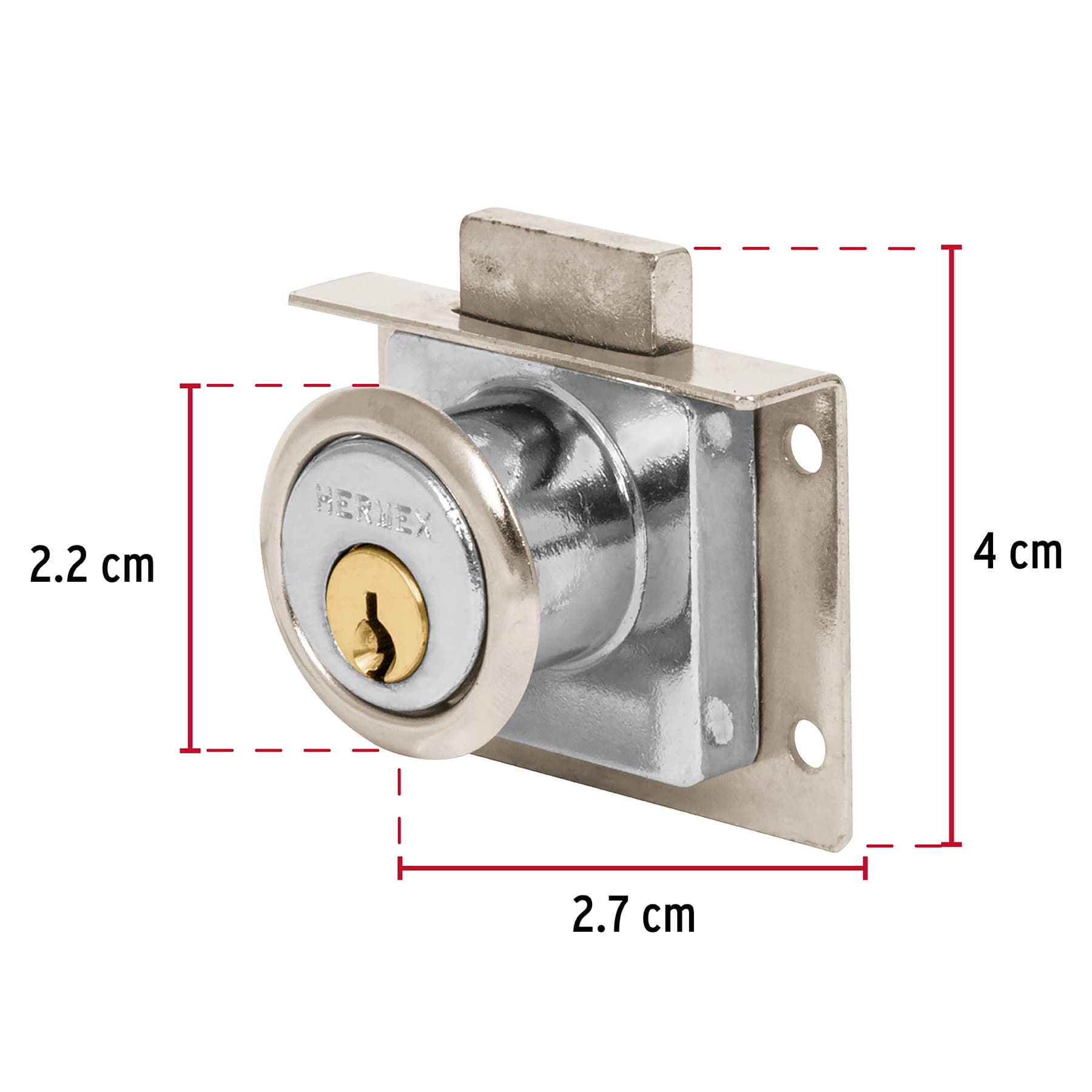 Cerradura para mueble, modelo 24, cromo, Hermex CM-24C 43557 MM0