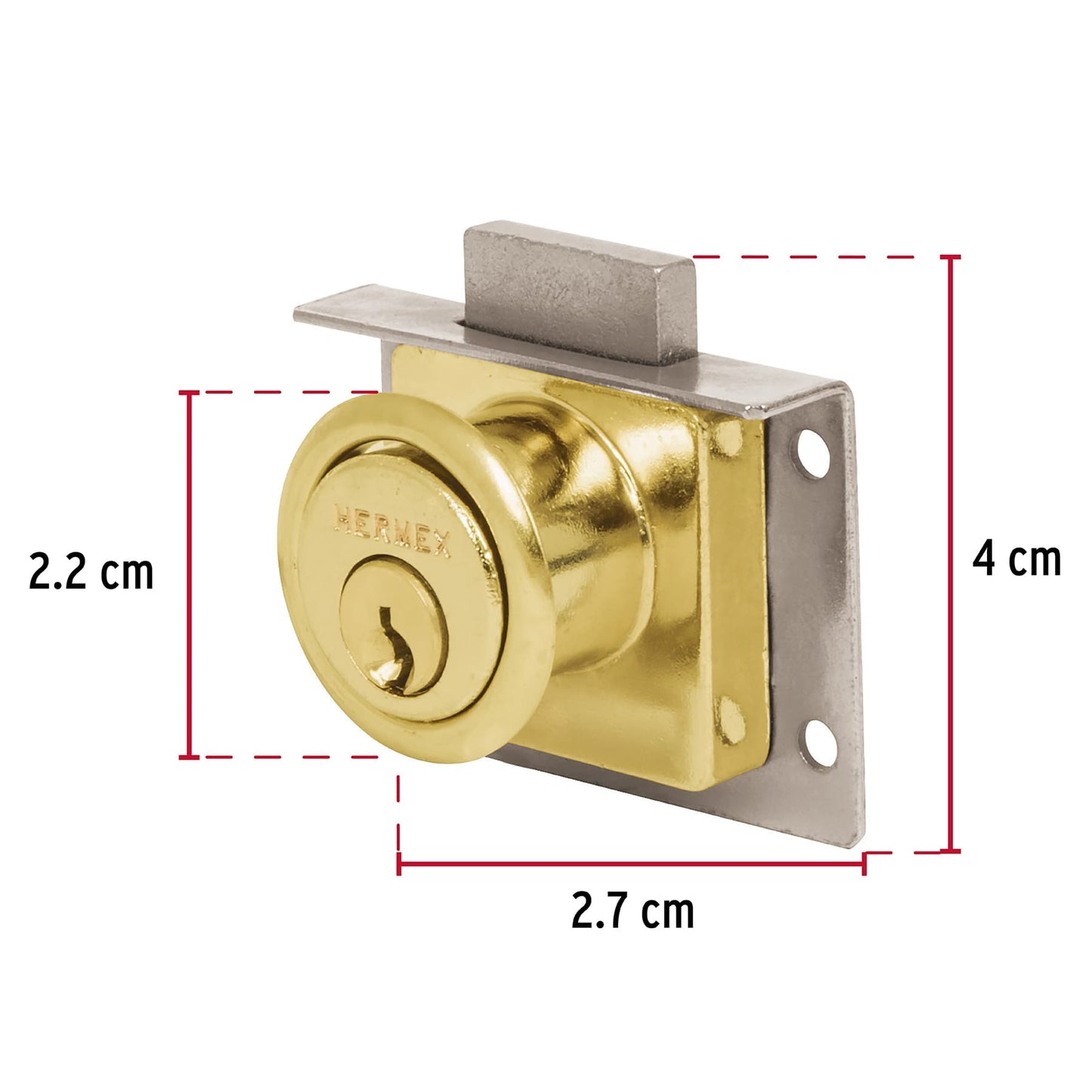 Cerradura para mueble, modelo 24, latón, Hermex CM-24L 43565 MM0