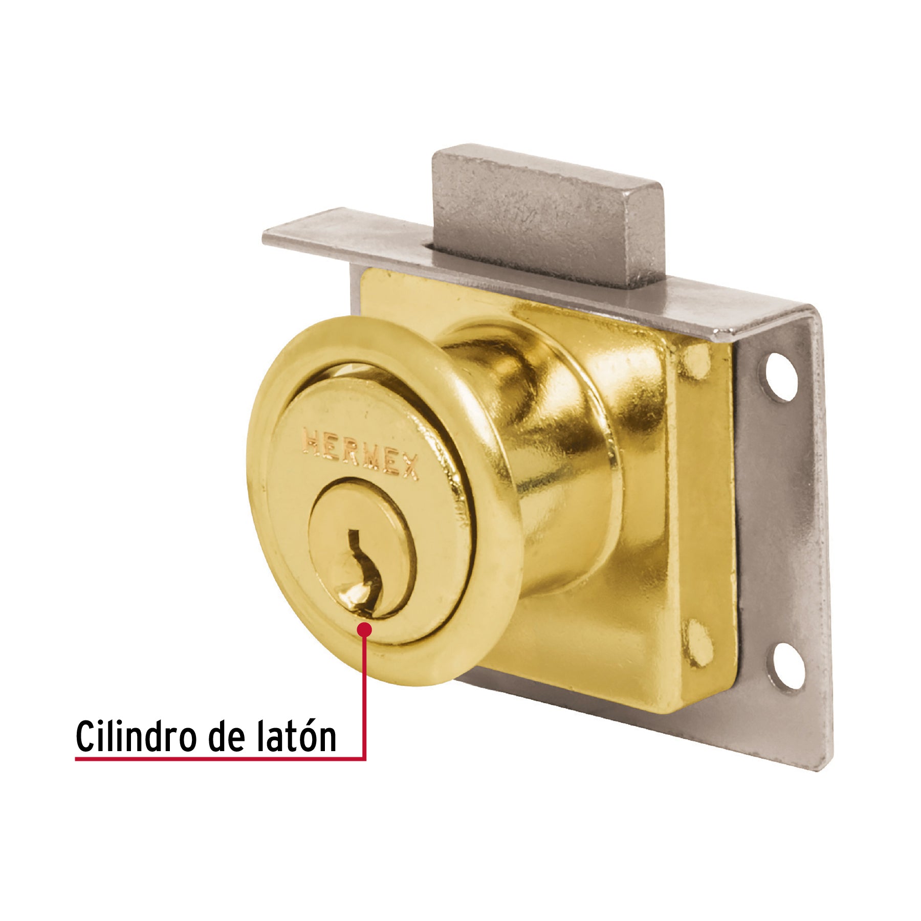 Cerradura para mueble, modelo 24, latón, Hermex CM-24L 43565 MM0