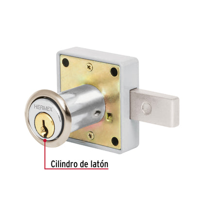 Cerradura para mueble, modelo 25, cromo, Hermex CM-25C 43559 MM0