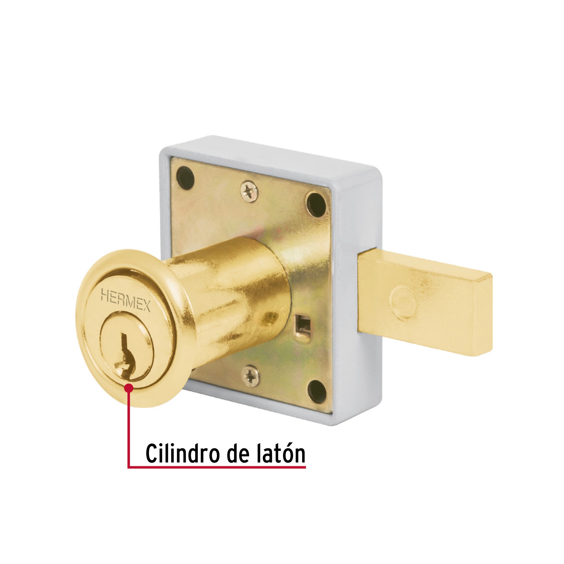 Cerradura para mueble, modelo 25, latón, Hermex CM-25L 43567 MM0