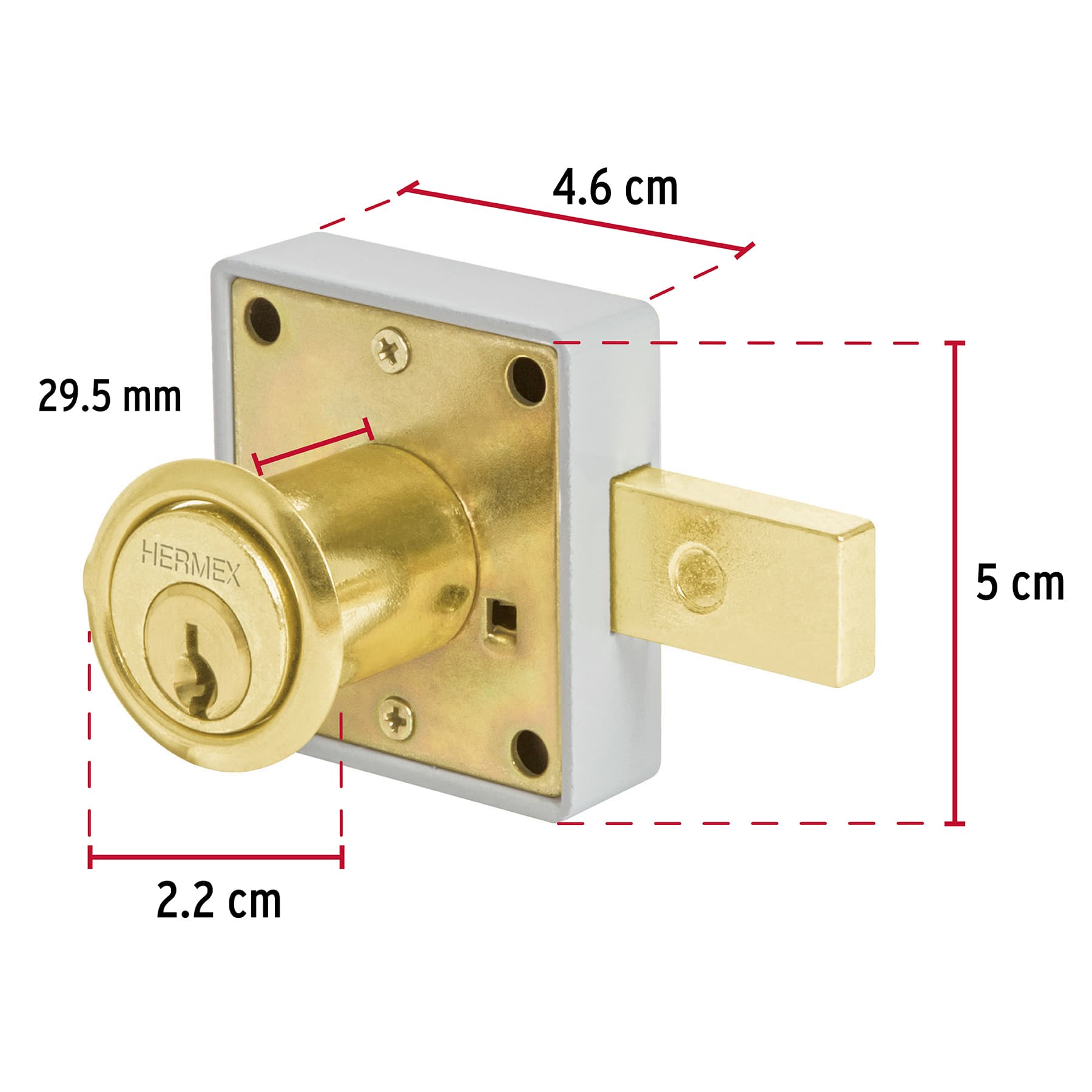 Cerradura para mueble, modelo 26, latón, Hermex CM-26L 43568 MM0