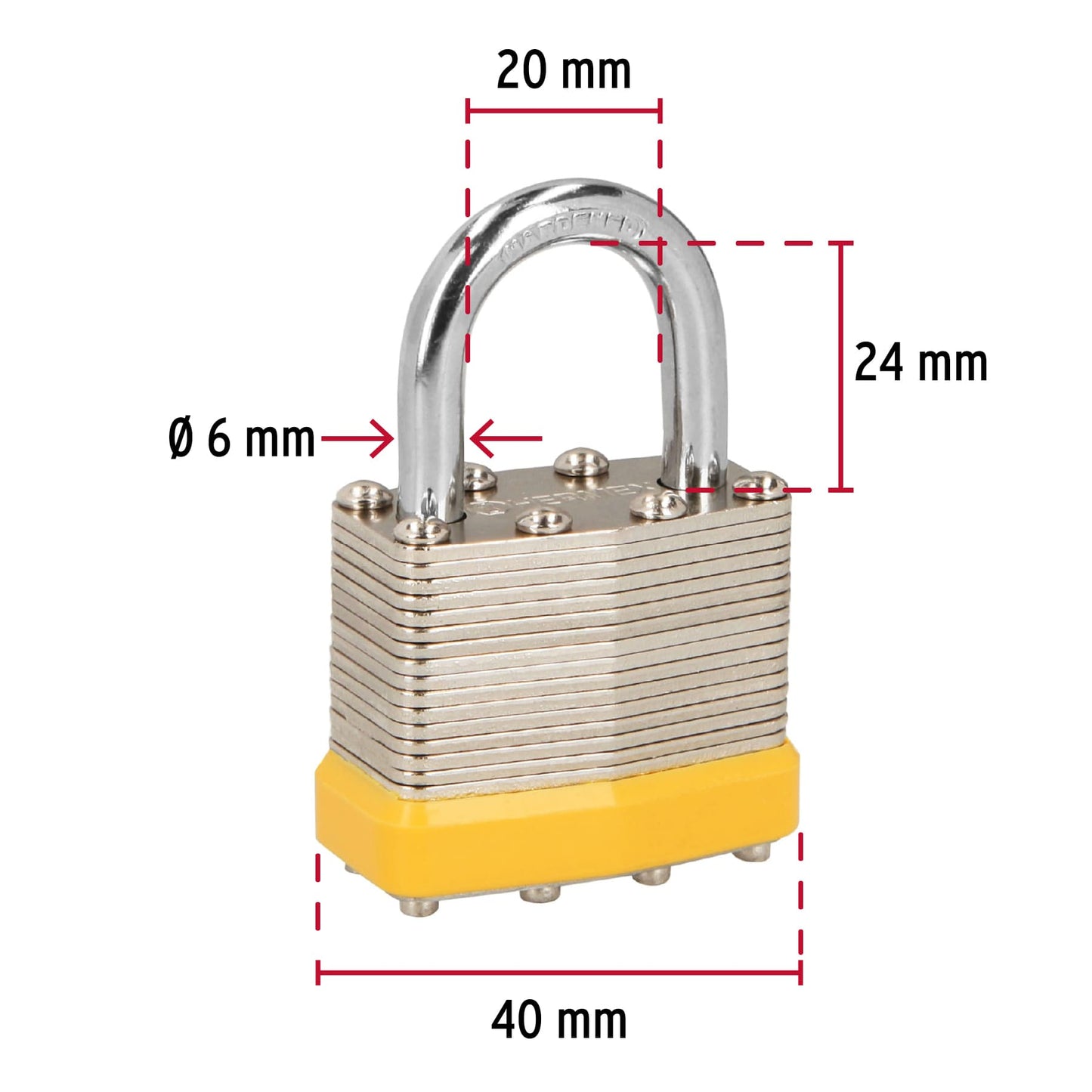 Juego de 4 candados cuerpo laminado, 40 mm, Hermex Basic CM-40X4P 20507 MM0