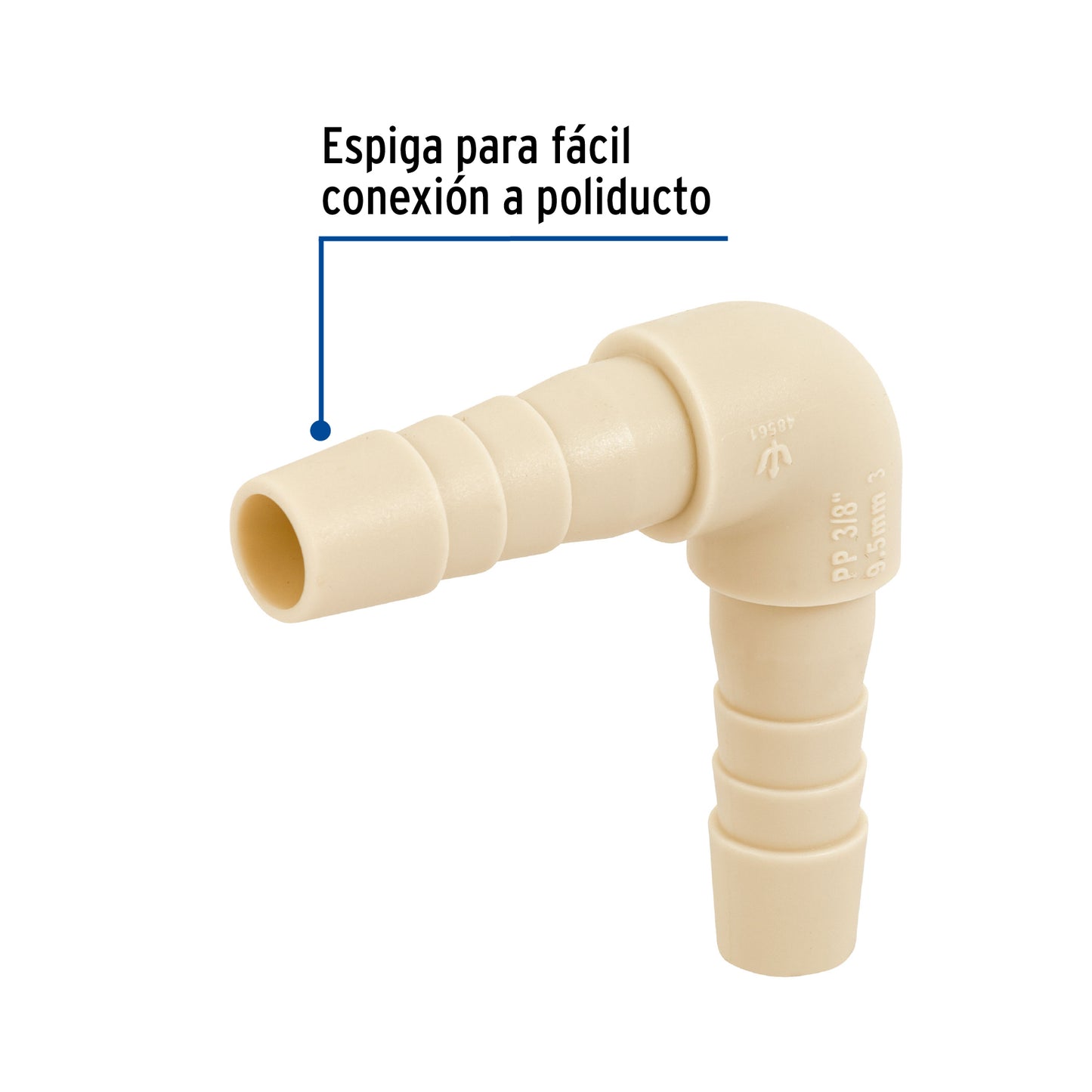 Codo 90° inserción de 3/8' de polipropileno, Foset CM-561 48561 MM00