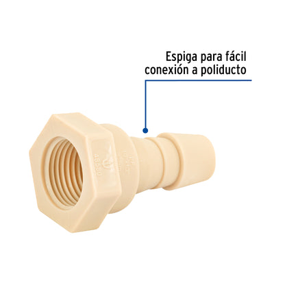 Adaptador inserción rosca interior de 1/2' x 1/2', Foset CM-601 48580 MM00