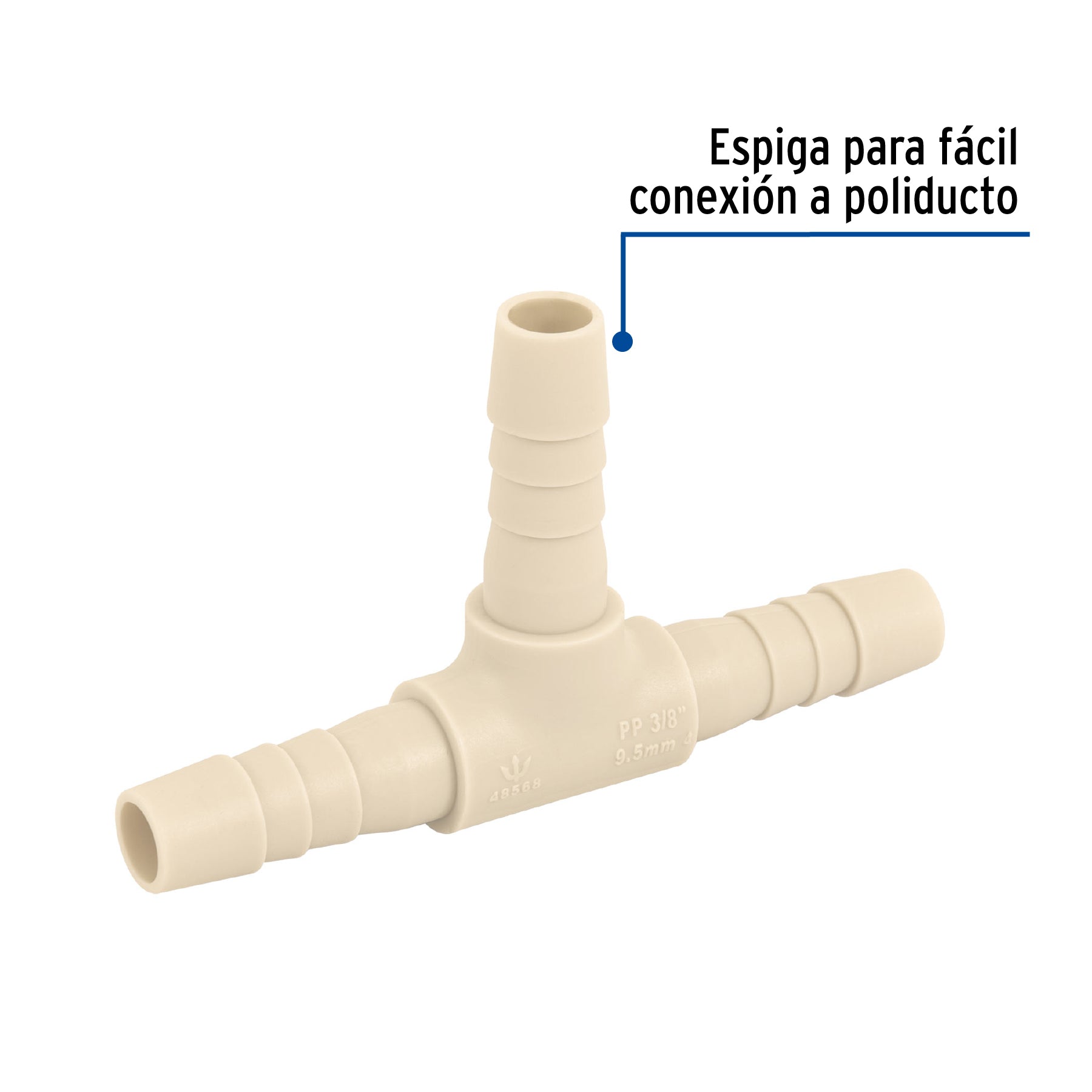 Tee inserción 3/8' de polipropileno, Foset CM-761 48568 MM00