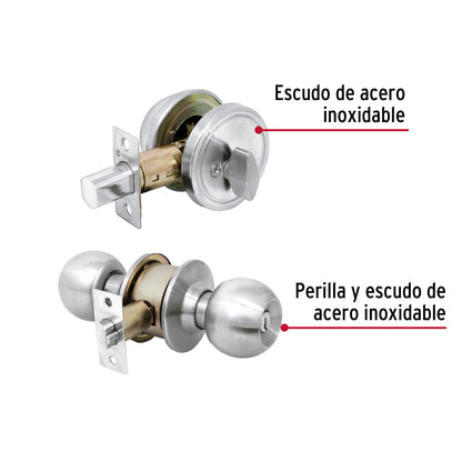 Combo cerraduras, llave-mariposa, cromo, Hermex Basic CMB-31P 23618 MM0