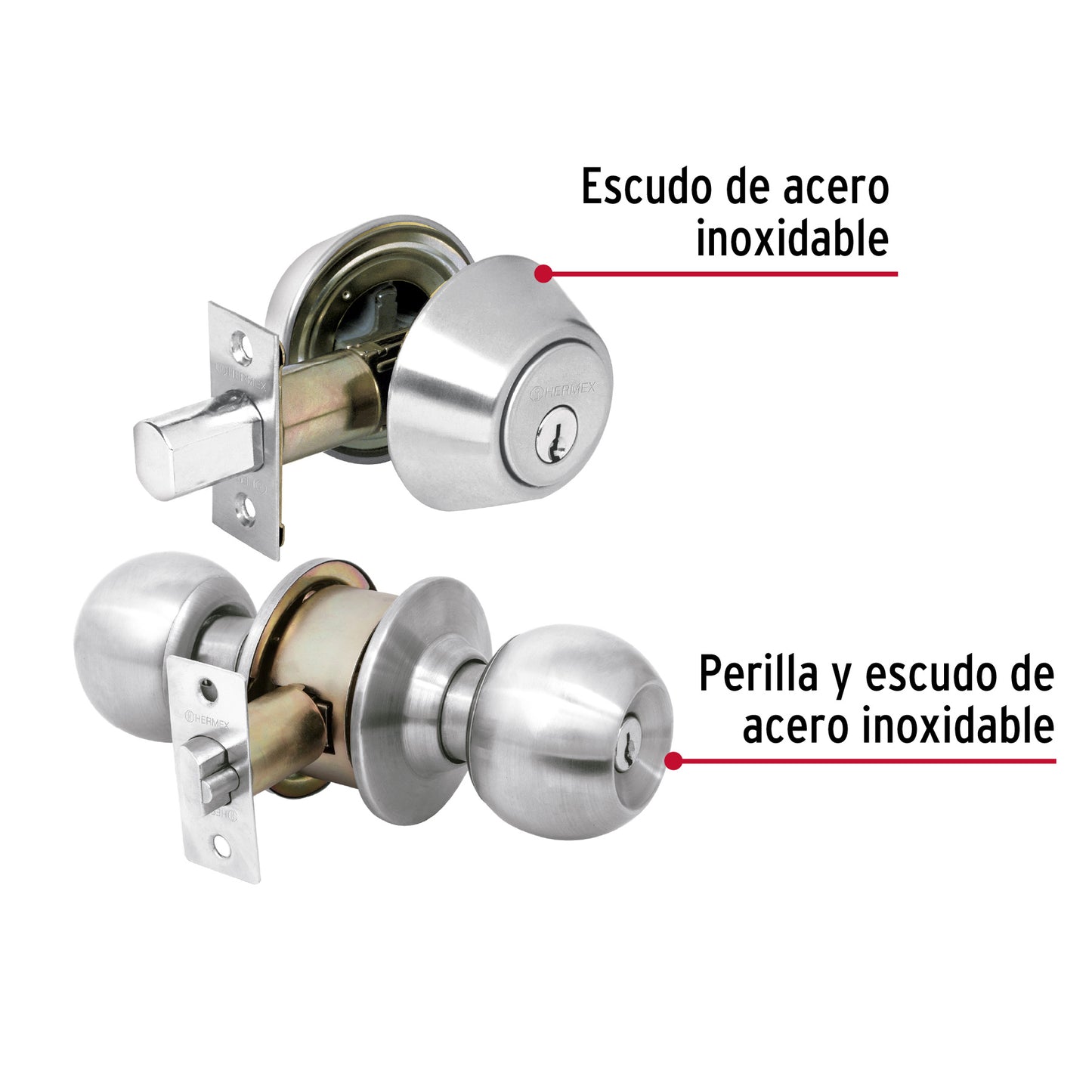 Combo cerraduras, llave-llave, cromo, Hermex Basic CMB-32P 23621 MM0