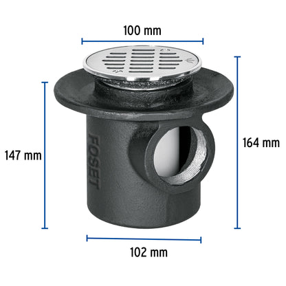 Coladera de hierro de una boca para piso, rejilla inox CO-23 45301 MM00