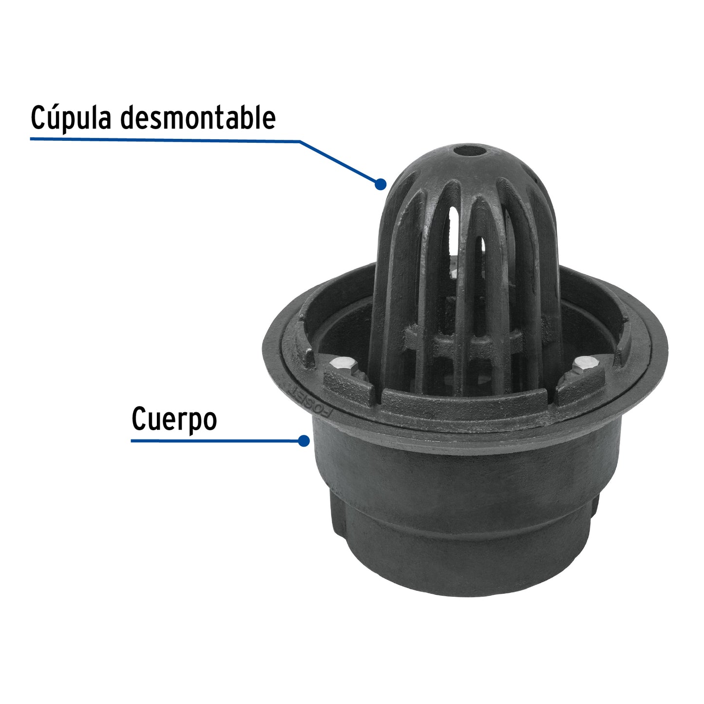 Coladera de hierro de cúpula para azotea, Foset CO-44 45303 MM00