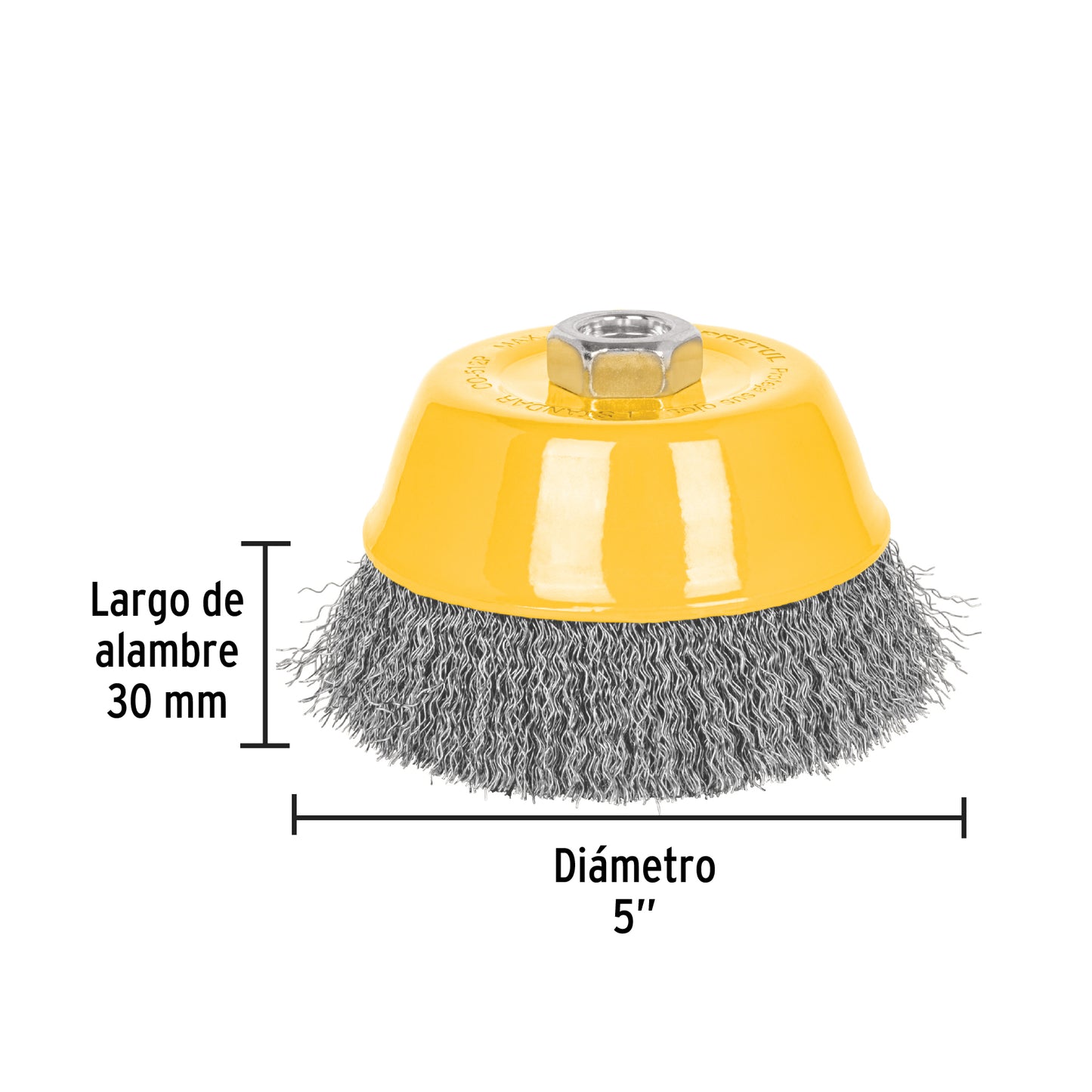 Carda copa 5' alambre ondulado fino, eje 5/8'-11, Pretul CO-512P 28264 MM00