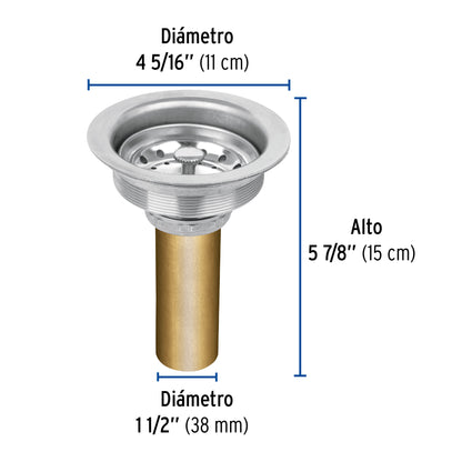 Contracanasta 3-1/2' inox, tubo latón, Foset CO-813 49352 MM00