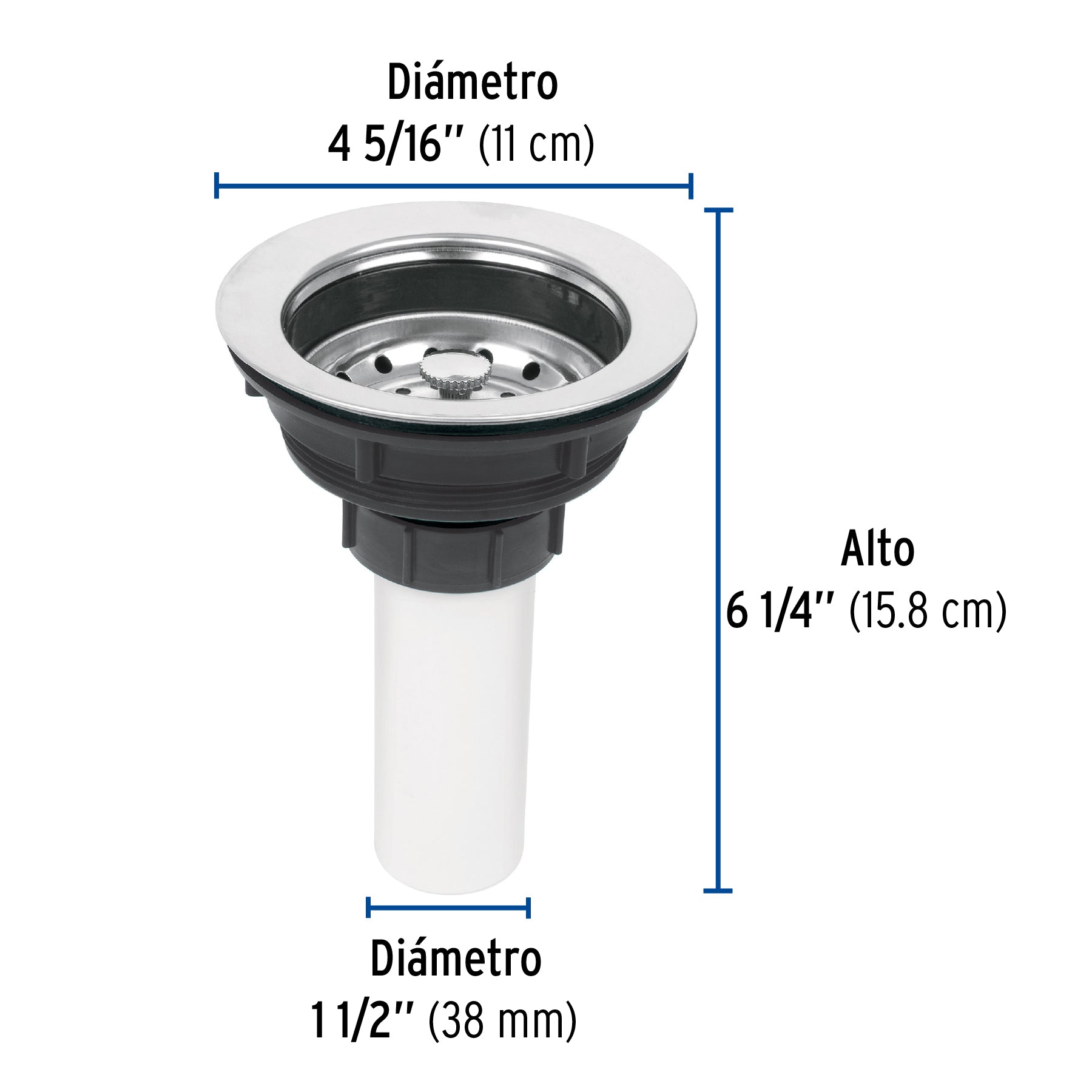 Contracanasta 3-1/2' inox, tubo plástico, Foset CO-814 49353 MM00