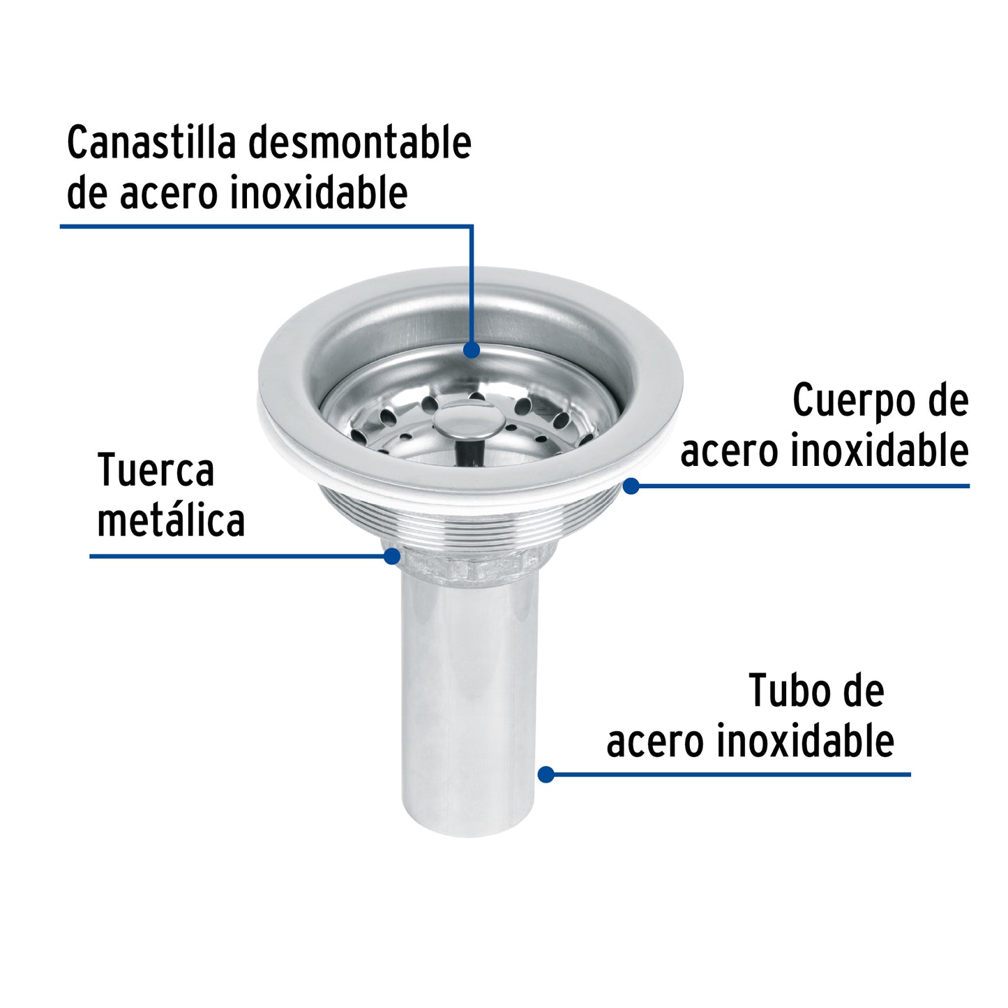 Contracanasta 3-1/2' inox, tubo inox, Foset CO-817 47452 MM00