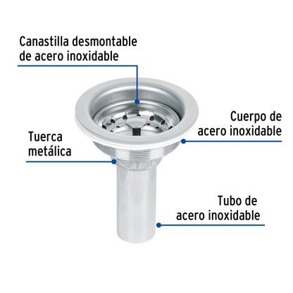 Contracanasta 3-1/2' inox, tubo inox, Foset CO-817 47452 MM00