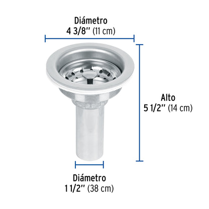 Contracanasta 3-1/2' inox, tubo inox, Foset CO-817 47452 MM00