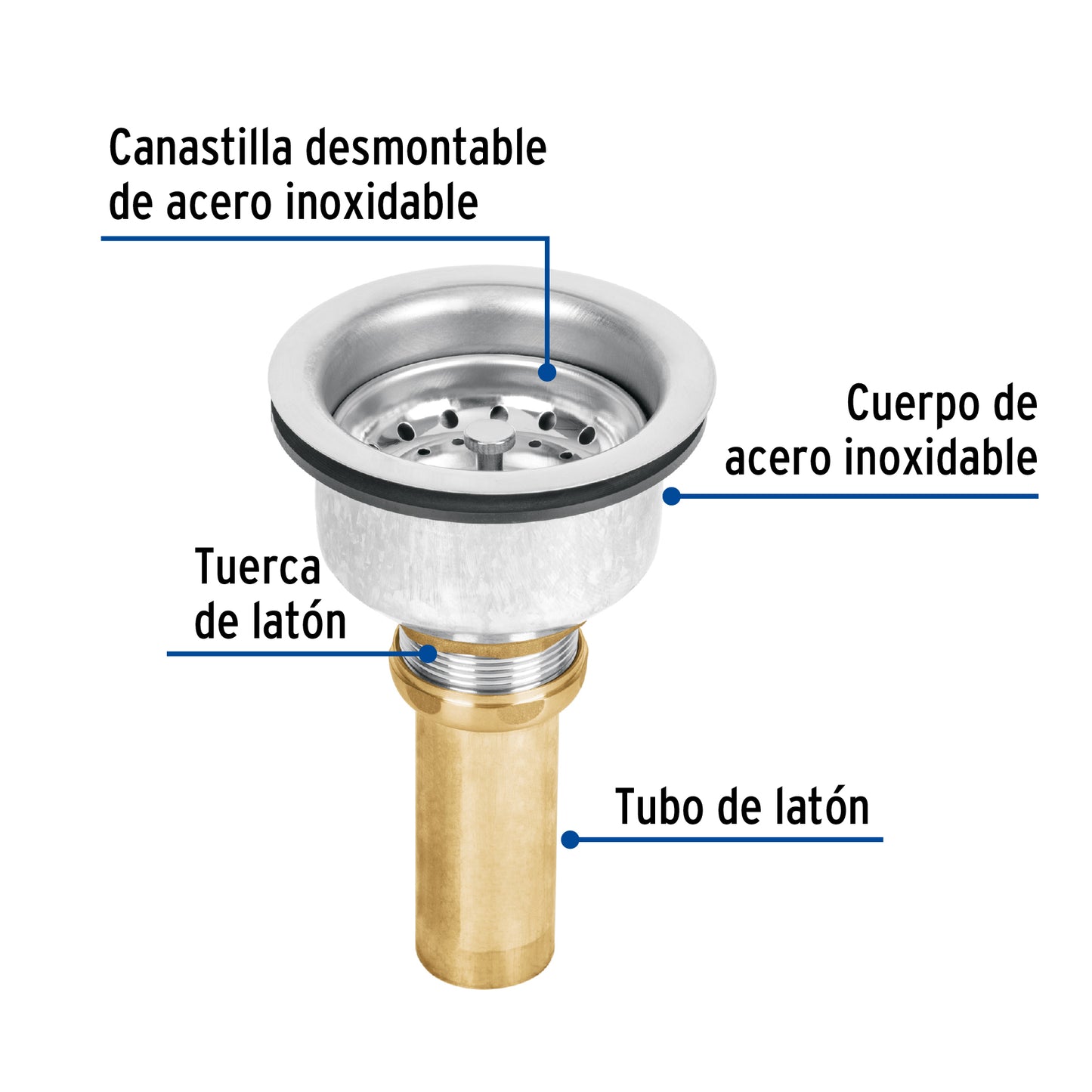 Contracanasta 3-1/2' inox, instalafácil, cpo profundo, Foset CO-823 47454 MM00