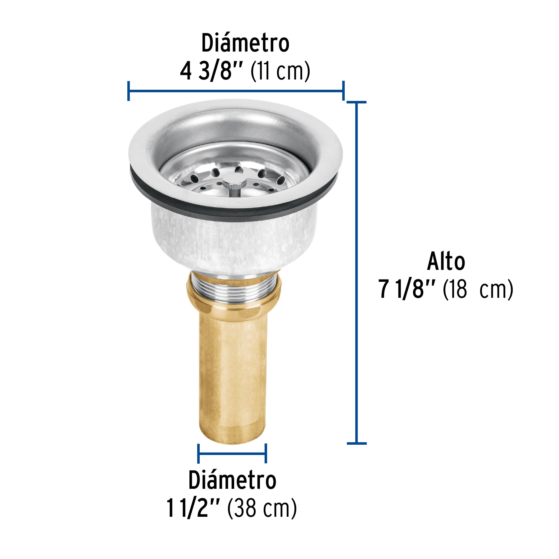 Contracanasta 3-1/2' inox, instalafácil, cpo profundo, Foset CO-823 47454 MM00