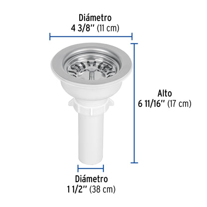 Contracanasta 3-1/2' inox, instalafácil, tubo plástico,Foset CO-824 47451 MM00