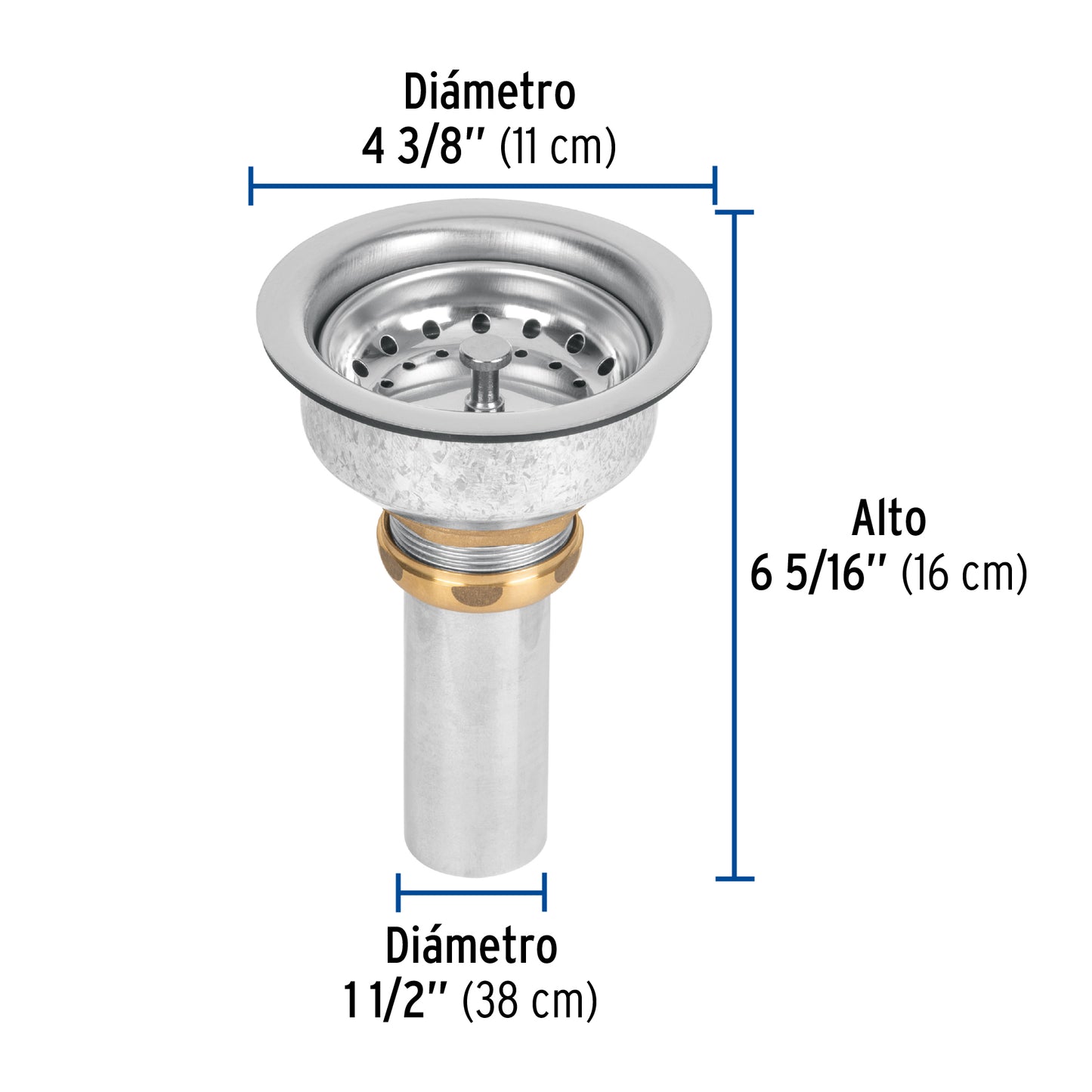 Contracanasta 3-1/2' inox, instalafácil, tubo inox, Foset CO-827 47453 MM00