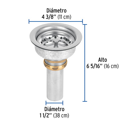 Contracanasta 3-1/2' inox, instalafácil, tubo inox, Foset CO-827 47453 MM00