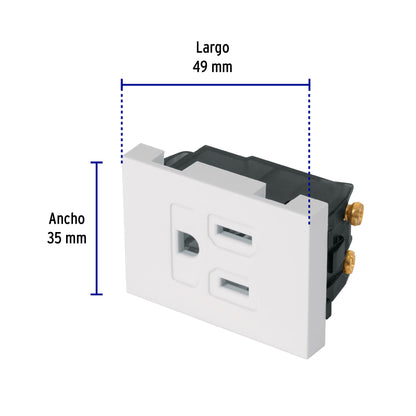 Contacto aterrizado, 1.5 módulos, línea Española, blanco COA15-EB 47052 MM00