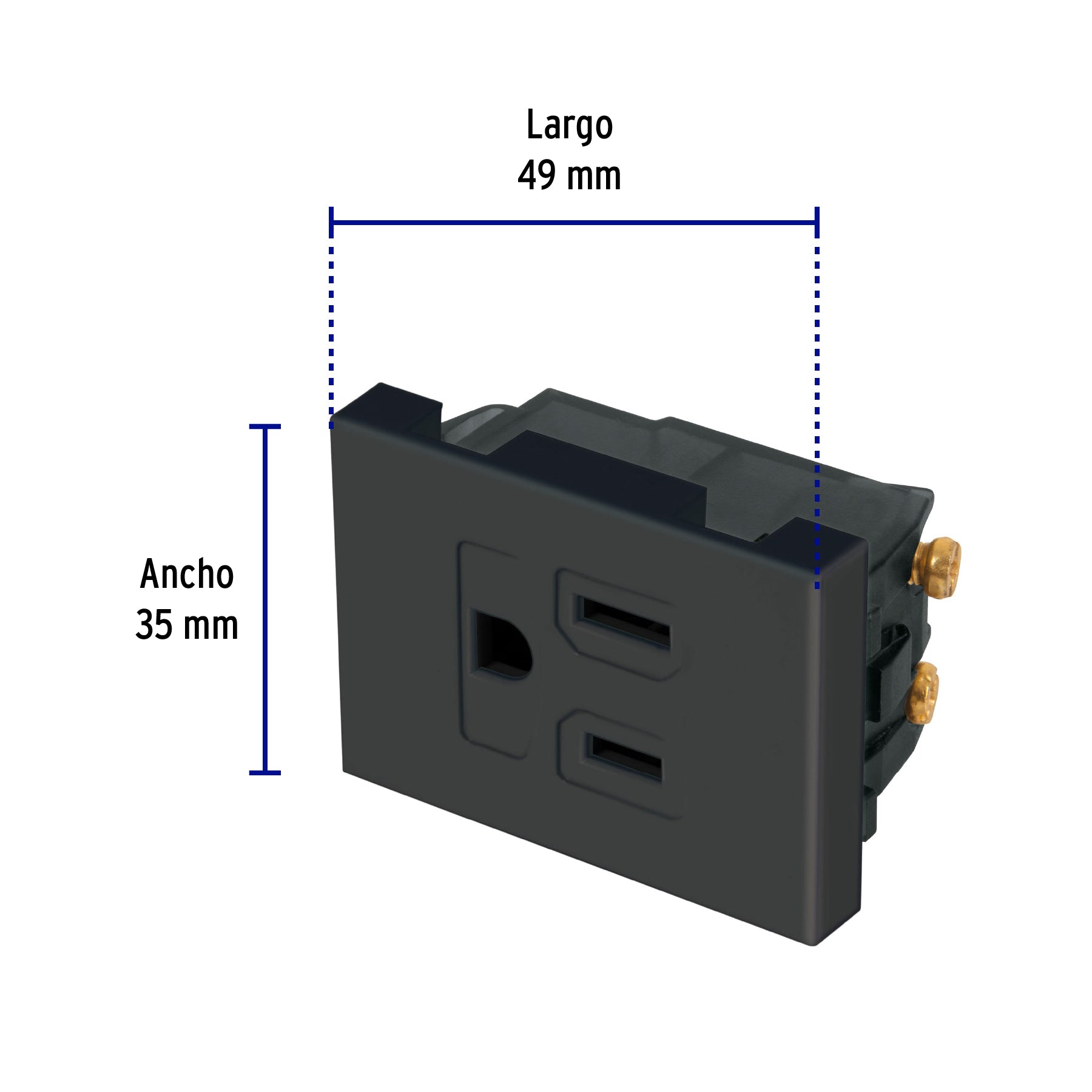 Contacto aterrizado, 1.5 módulos, línea Española, negro COA15-EN 47992 MM00