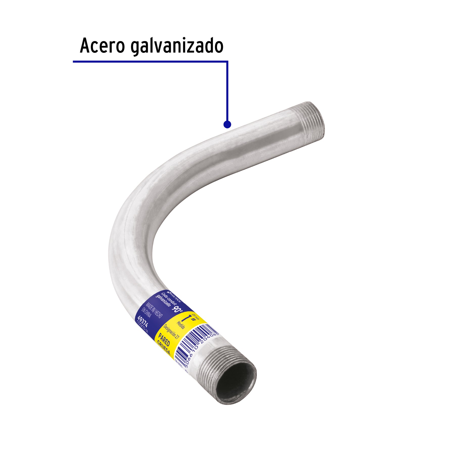 Codo Conduit 90° de 1' galv. pared gruesa, et. Amarilla CODCO-1A 49374 MM1