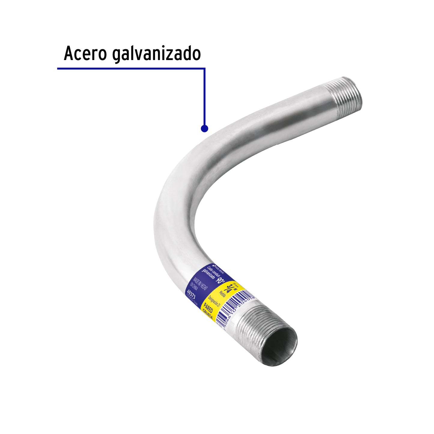 Codo Conduit 90° de 3/4' galv. pared gruesa, et. Amarilla CODCO-3/4A 49373 MM1