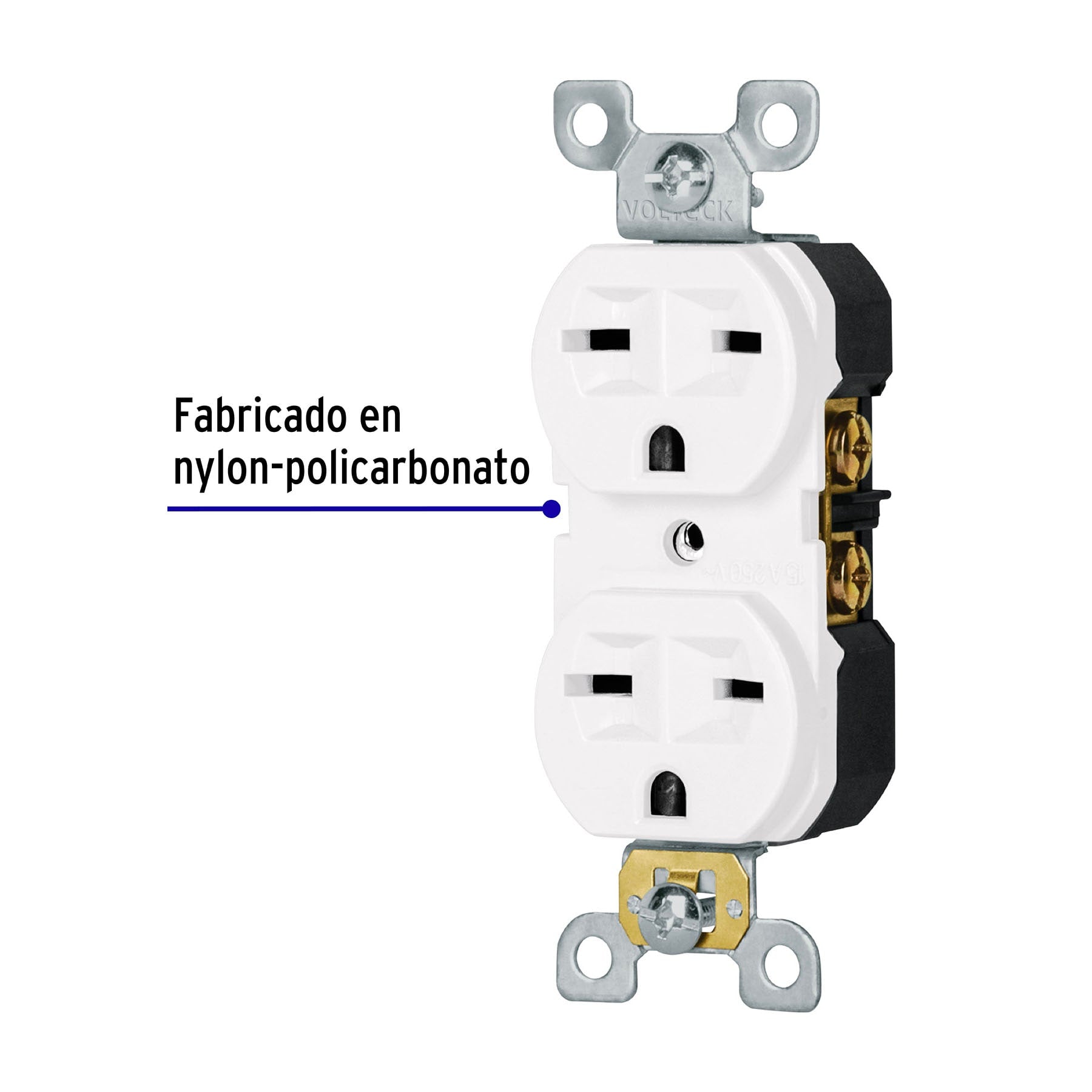 Contacto dúplex, cara de chino, Standard, blanco, Volteck CODO-CHSB 47722 MM00