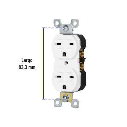 Contacto dúplex, cara de chino, Standard, blanco, Volteck CODO-CHSB 47722 MM00