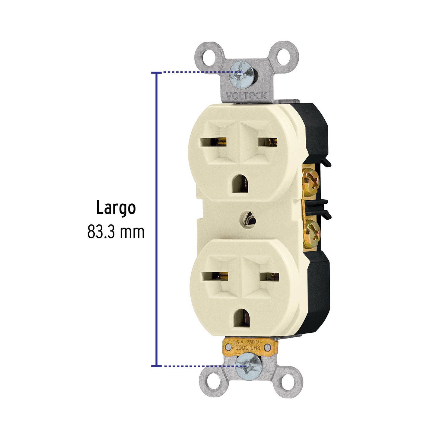 Contacto dúplex, cara de chino, Standard, marfil, Volteck CODO-CHS 46104 MM00