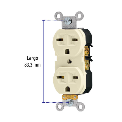 Contacto dúplex, cara de chino, Standard, marfil, Volteck CODO-CHS 46104 MM00