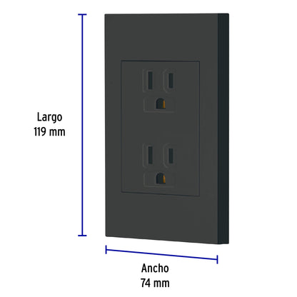 Placa armada contacto dúplex, 3 módulos, Española, negro CODO-EN 47997 MM00