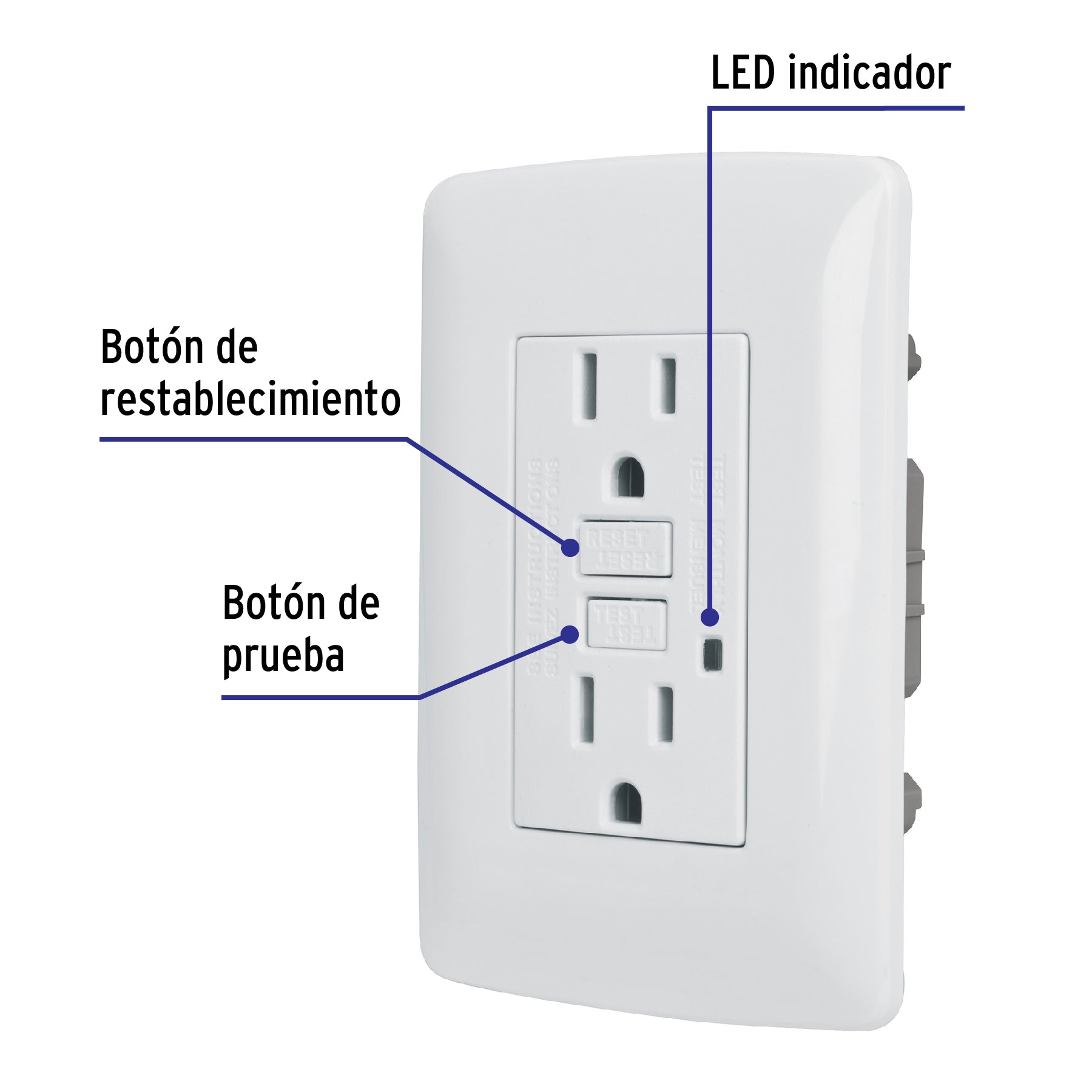 Contacto dúplex falla a tierra GFCI, blanco, línea Italiana CODO-GFCIB 46142 MM00