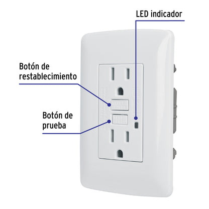 Contacto dúplex falla a tierra GFCI, blanco, línea Italiana CODO-GFCIB 46142 MM00