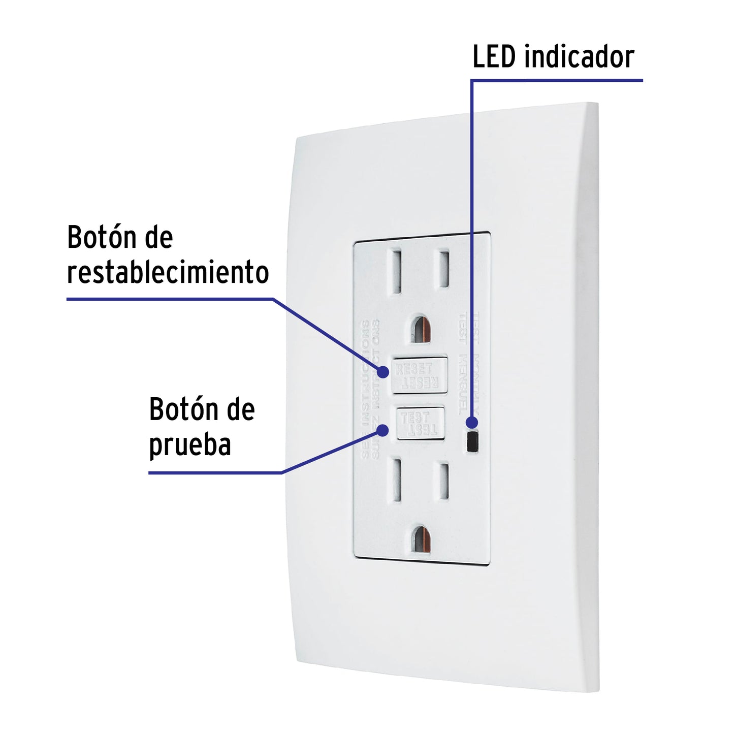 Contacto dúplex falla a tierra GFCI (ICFT), Oslo, Volteck CODO-GFCIOB 48310 MM00