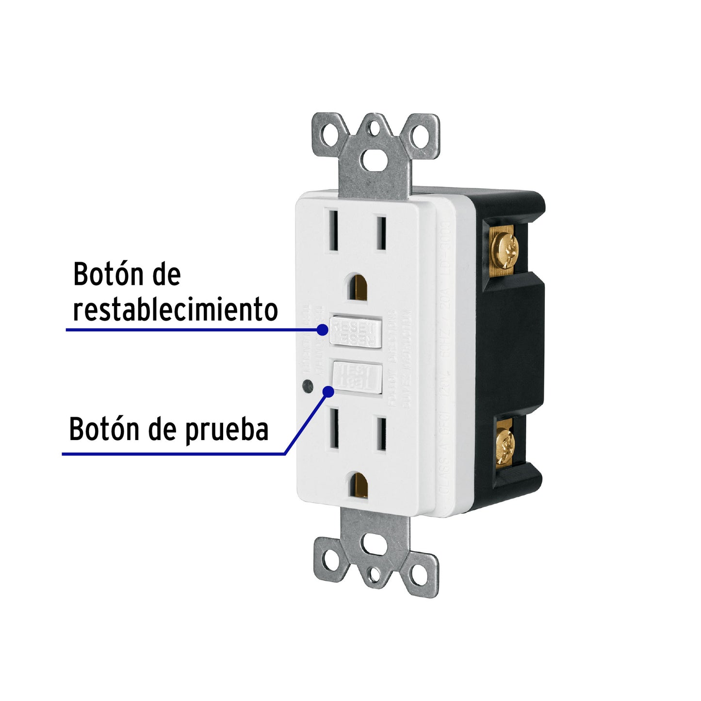 Contacto dúplex, falla a tierra GFCI (ICFT), Classic CODO-GFCI 46107 MM00